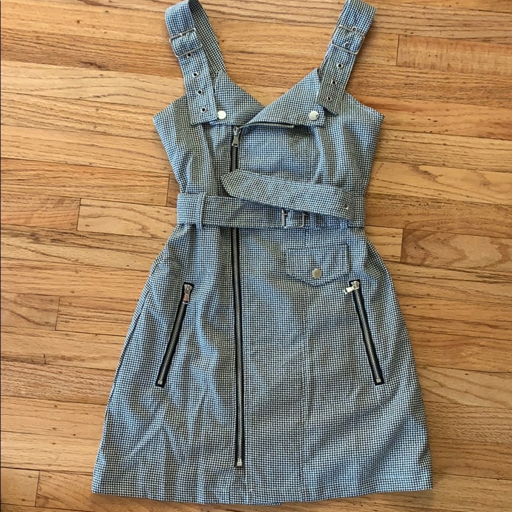 Edgy + Houndstooth + black and white + mini dress